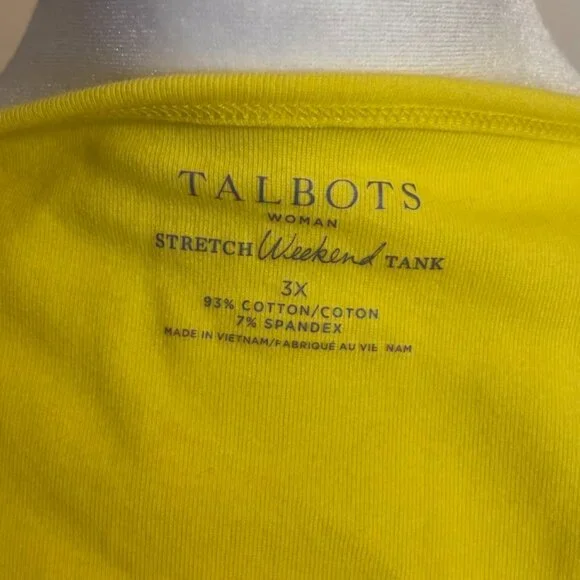 NWOT TALBOTS Yellow Color Stretch Weekend Tank Top (93% Cotton/7% Spandex) - 3x - Picture 2 of 16